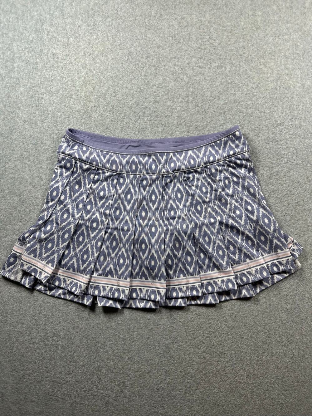 Lucky In Love Ikat About It Tennis Skirt Women's Size Large (12) Purple Pleated